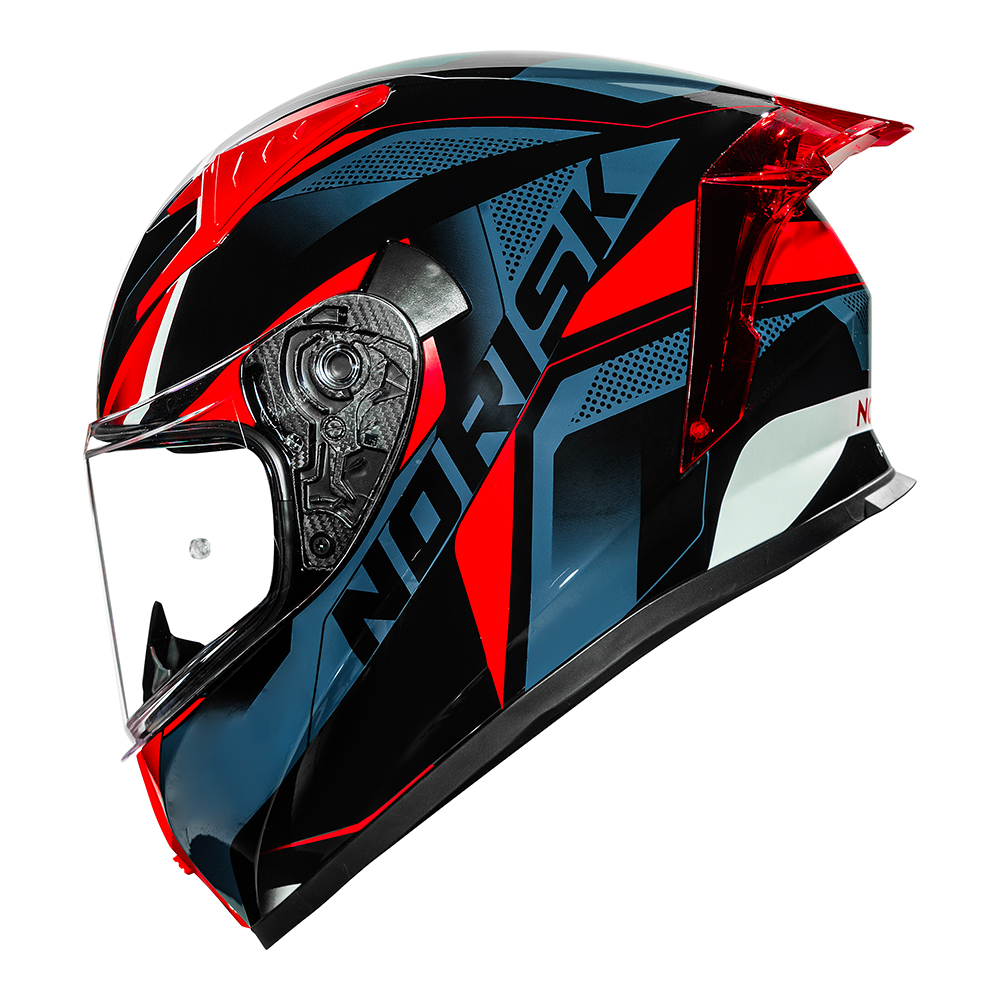 Capacete Norisk Flow Pulse Azul/Vermelho + Viseira Fumê e Spoilerfssqaa - Imagem 7