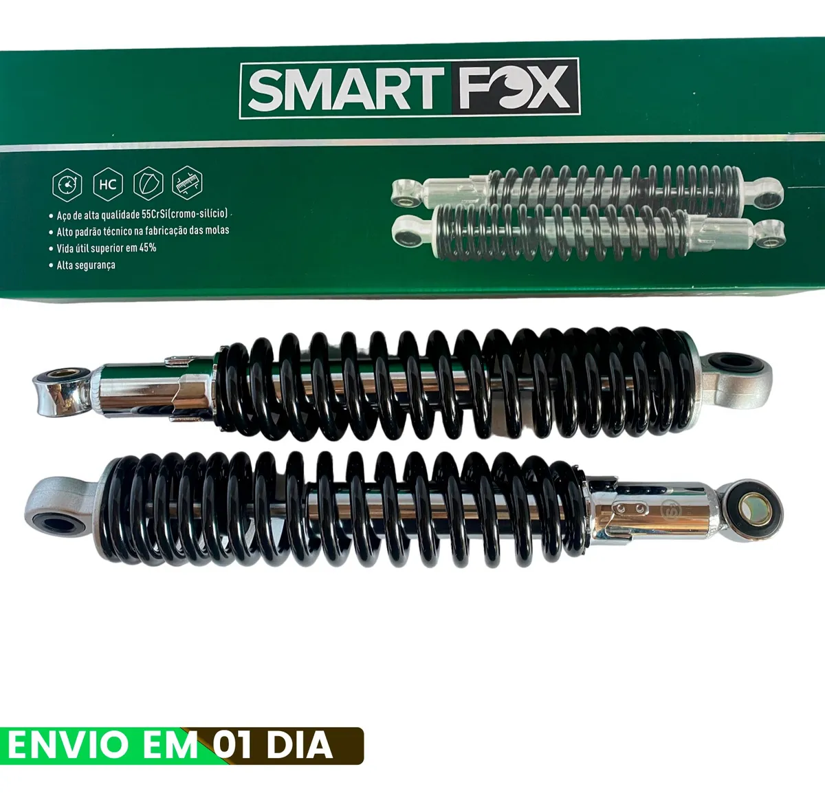 Par de Amortecedores Cromados com Regulagem para Motocicleta CG 150 Titan EX ESD 2014 em Diante / Titan 160 - Imagem 5