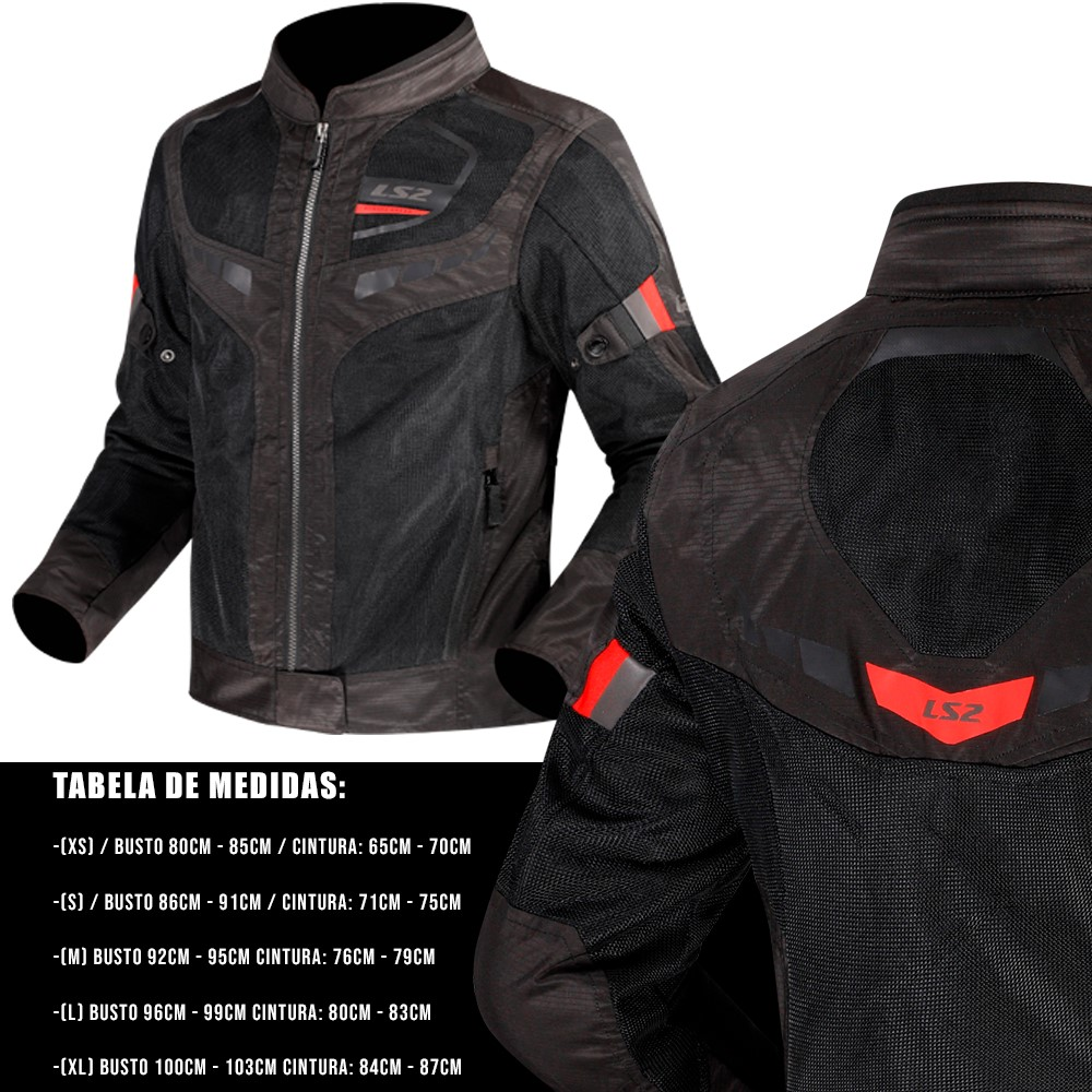 Jaqueta Ls2 Garda Lady Preto com Vermelho Feminino - Imagem 9