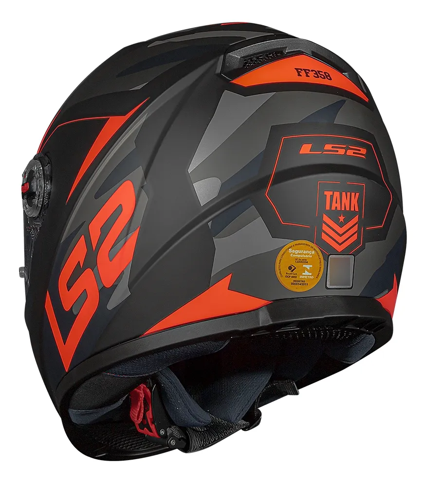 Capacete Ls2 Ff358 Tank Cam Matte Black Orange - Imagem 5
