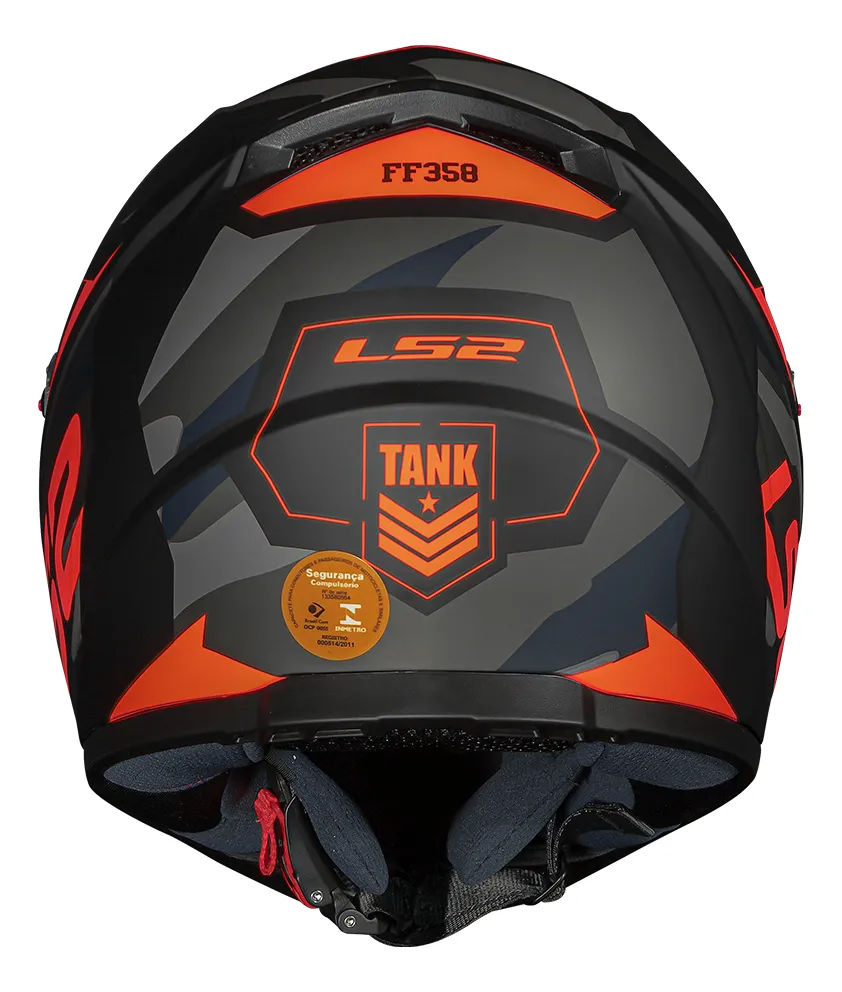 Capacete Ls2 Ff358 Tank Cam Matte Black Orange - Imagem 7