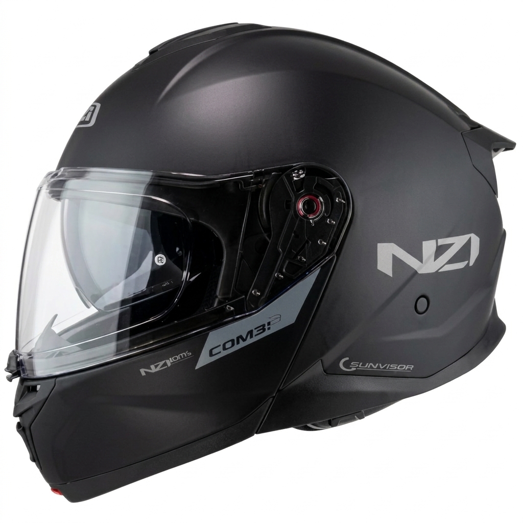 Capacete Nzi Combi 3 Duo Articulado Óculos Interno - Preto Fosco - Imagem 6