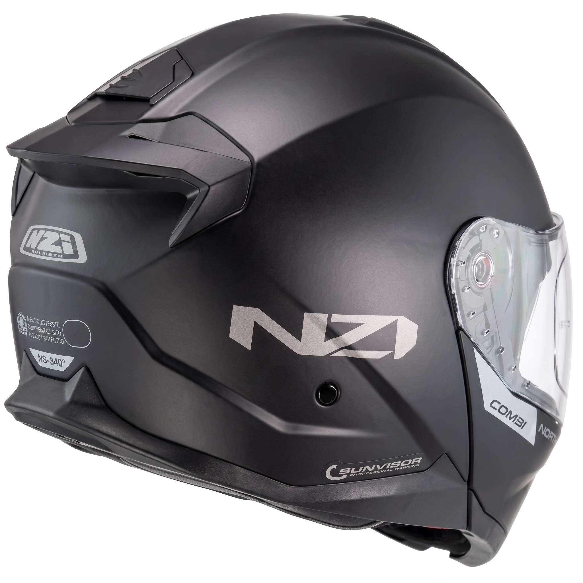 Capacete Nzi Combi 3 Duo Articulado Óculos Interno - Preto Fosco - Imagem 8