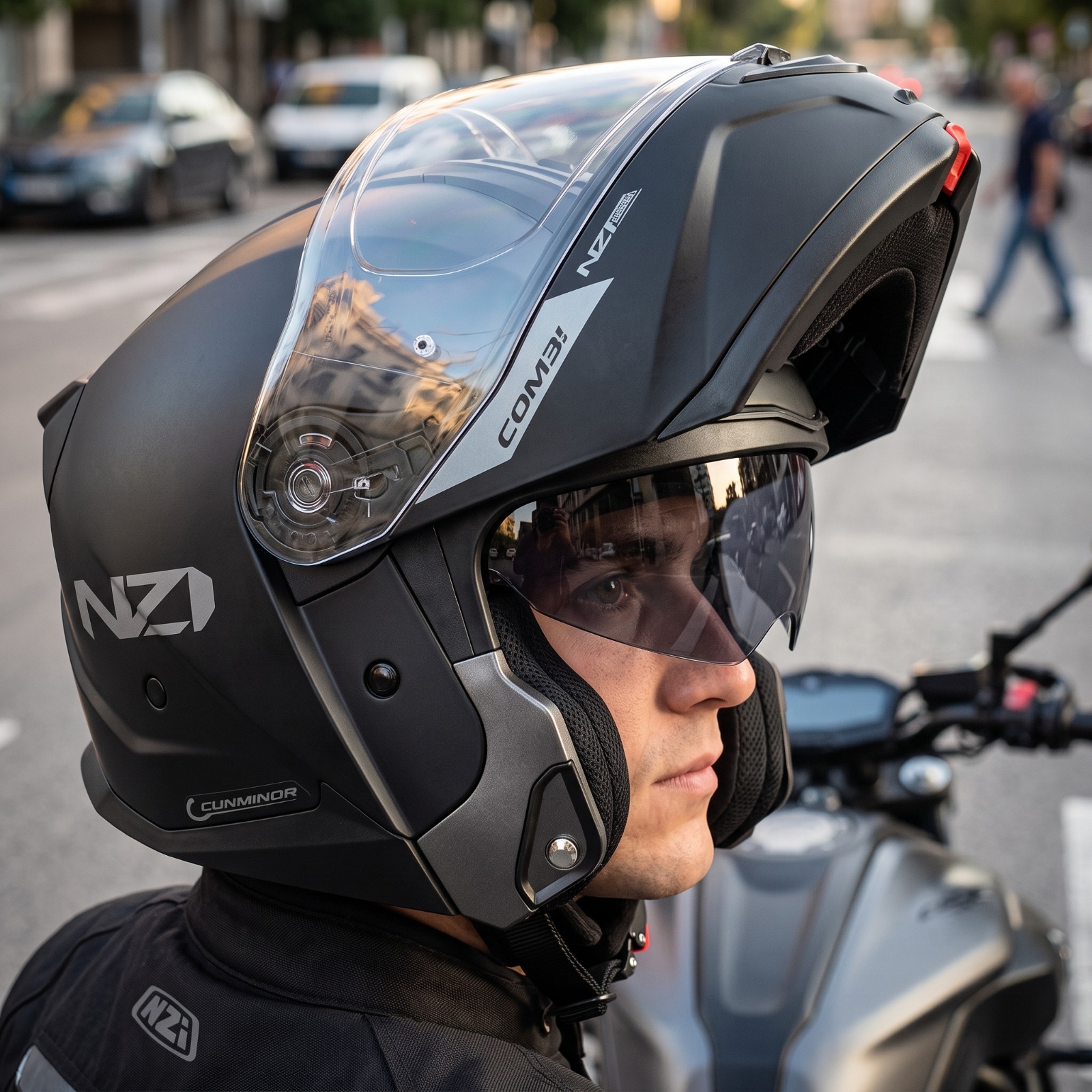 Capacete Nzi Combi 3 Duo Articulado Óculos Interno - Preto Fosco - Imagem 7